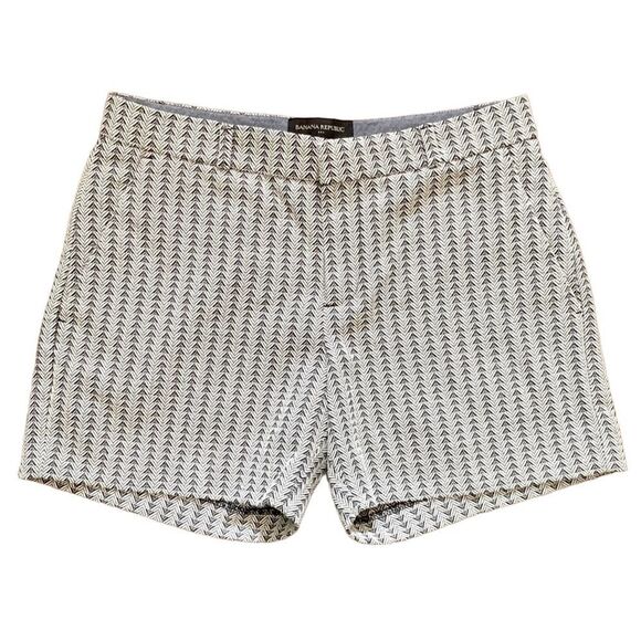 Banana Republic Tailored Black White Woven Modern Pattern Shorts Size 0 - Picture 1 of 6